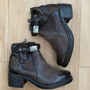 A.S. 98 Brown Leather Ankle Moto Boots size 37